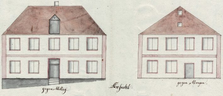 Ansichten des Kaplaneihauses, um 1825 Ansichten des Kaplaneihauses, um 1825